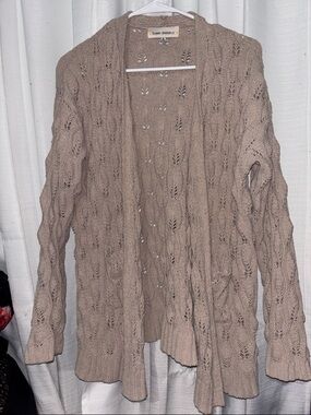 Sweet republic Open-Front Cable Knit Cardigan - Taupe